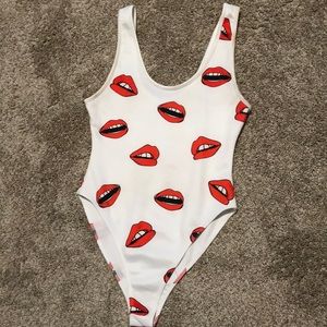 Lip print bodysuit